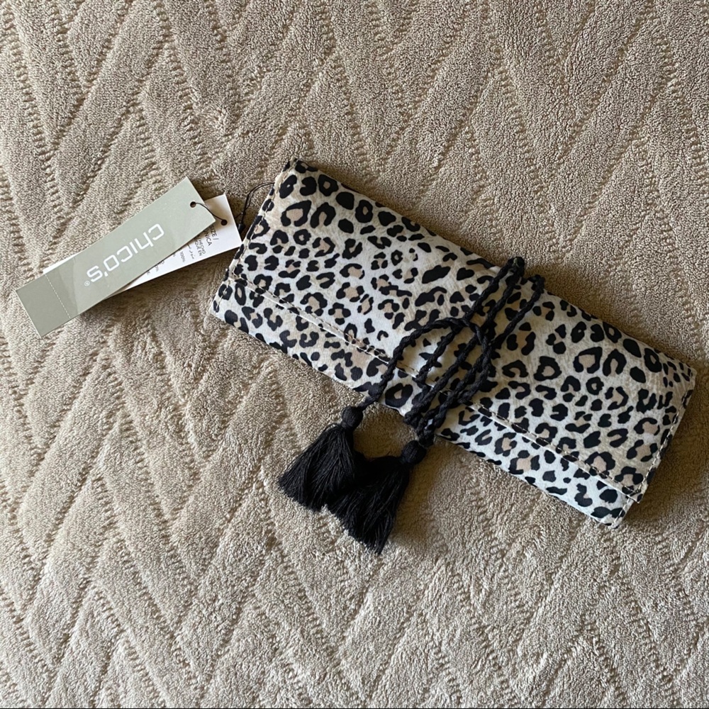 Chico's Leopard Print Travel Jewelry Roll